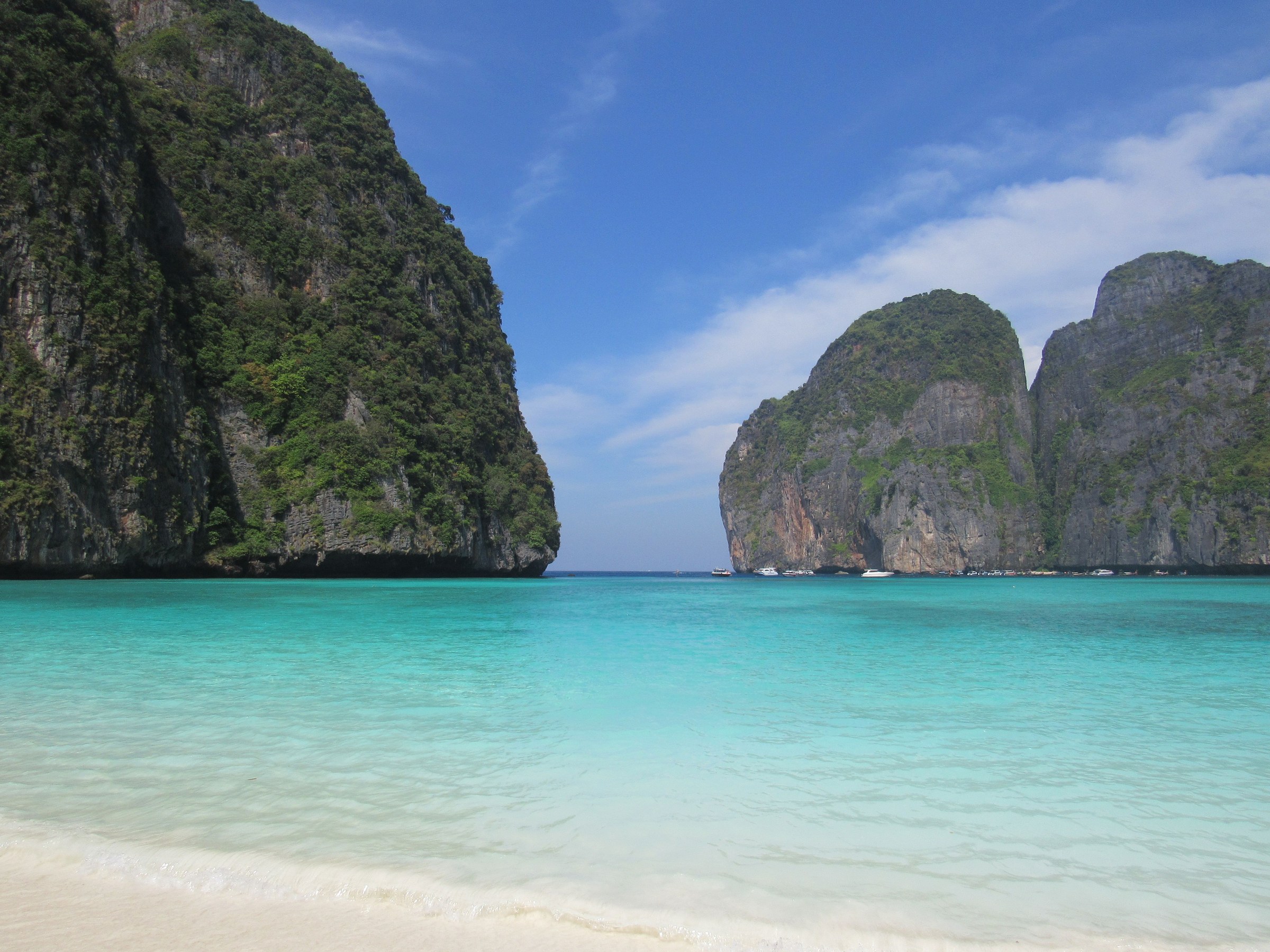 Thailand, limestone cliffs over a turquoise bay at Koh Phi Phi